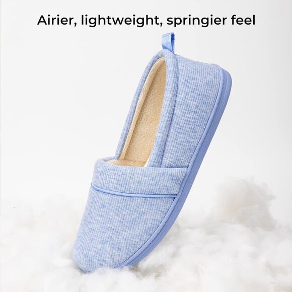Women's Lightweight Light Blue Loafer Memory Foam Non Slip Slippers Boot Shoes - Picture 5 of 7